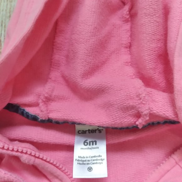 Carter's pink zip hoodie sz 6m - Picture 2 of 3
